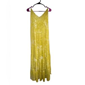 Impressions Yellow Ruffled Sleeveless Maxi Dress, Size Large, NWT